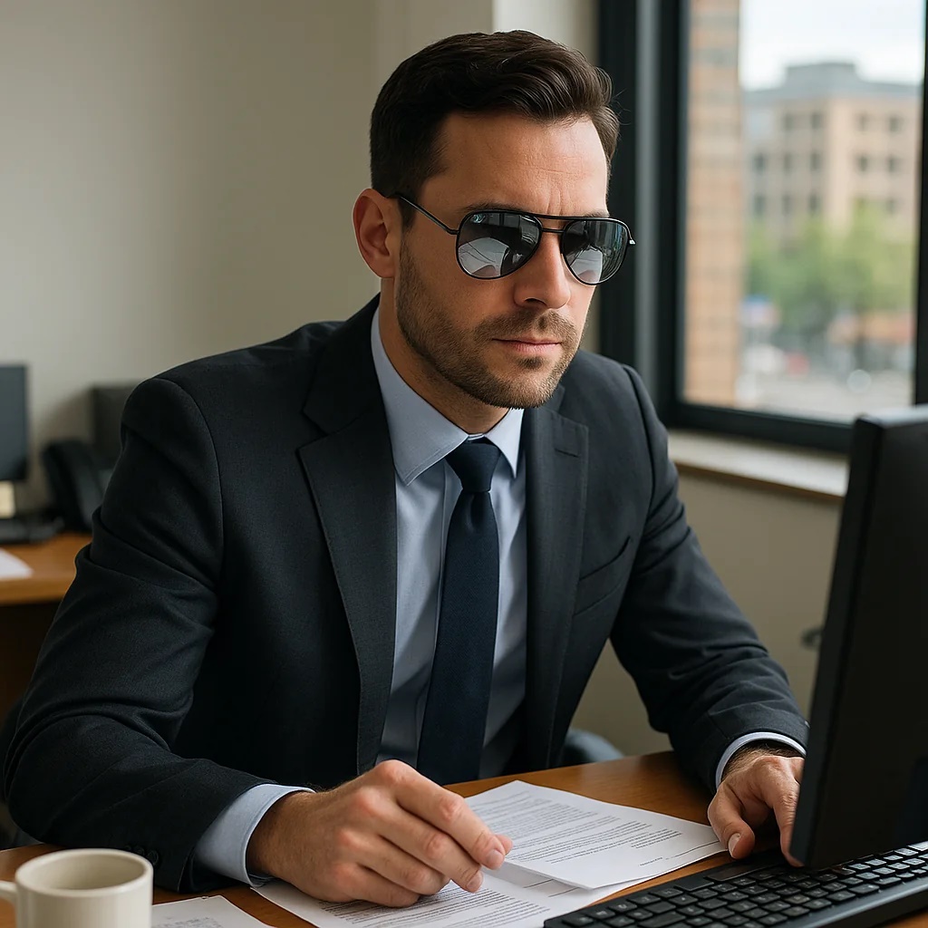 عینک ری‌ بن مردانه فریم مشکی و لنز جیوه‌ای روشن 1414